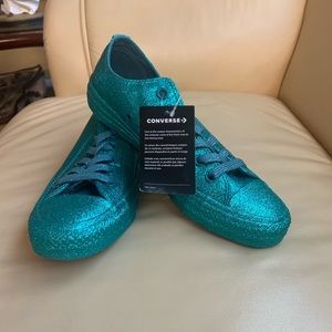 NWOB Converse Teal Glitter Sneakers Size 7